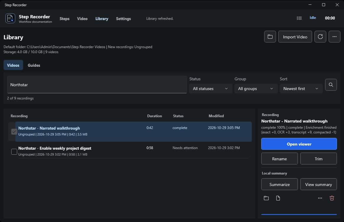 StepNDEX organize your recordings interface